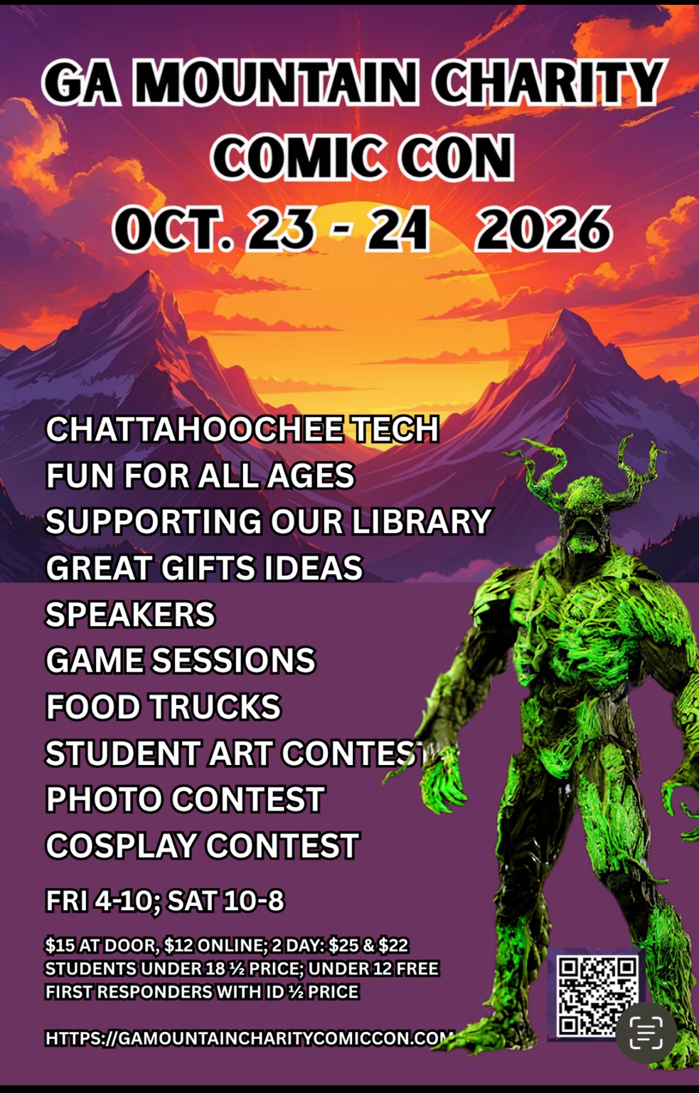 GA Mountain Charity Comic Con at Chattahoochee Tech on October 23 and 24, 2026